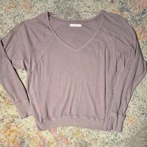 We The Free Lavender V-Neck Waffle Knit Top M